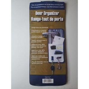 3 Pocket Door Organizer, Hangs on Door Knob, with Key Clip and Glasses Loop